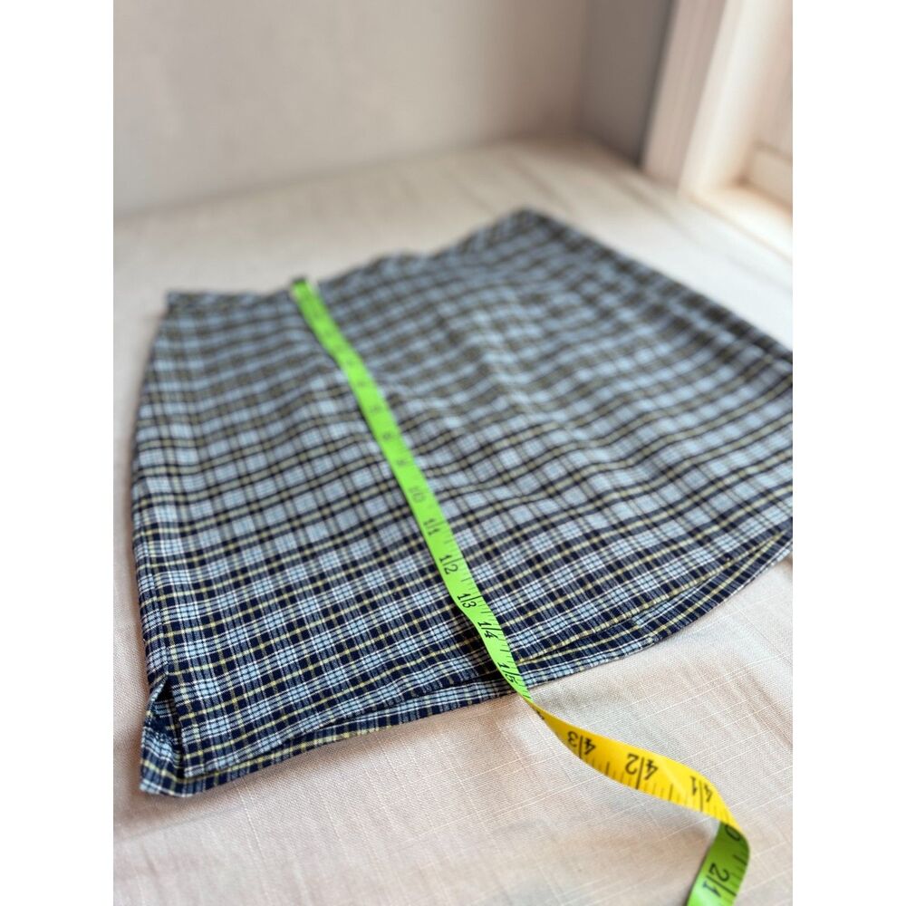Blue Asphalt Women's Size 7 Mini Skirt Blue Yellow Plaid Y2K Preppy Schoolgirl
